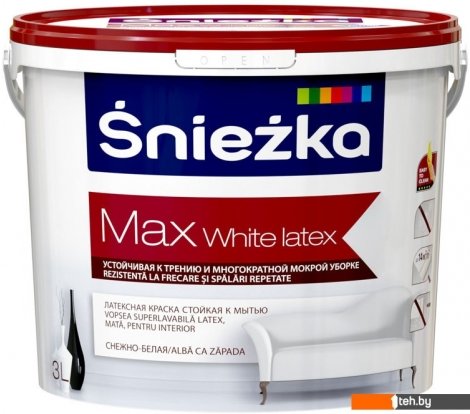  - Краски и эмали Sniezka Max White Latex 3 л (белый) - Max White Latex 3 л (белый)