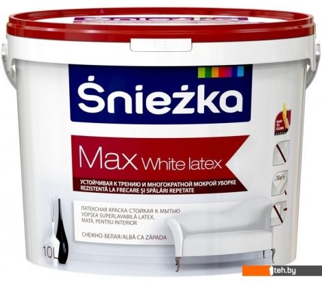  - Краски и эмали Sniezka Max White Latex 10 л (белый) - Max White Latex 10 л (белый)