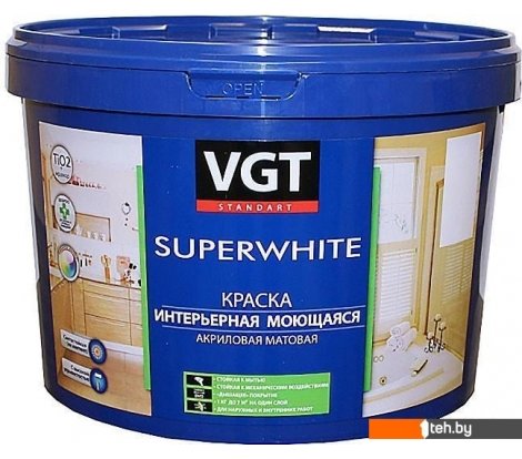 - Краски и эмали VGT ВД-АК-1180 Интерьерная Моющаяся База А Автоколерование 6 кг - ВД-АК-1180 Интерьерная Моющаяся База А Автоколерование 6 кг