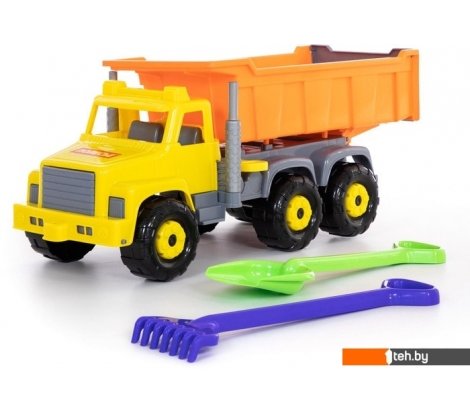  - Игрушечный транспорт Полесье Супергигант автомобиль-самосвал + лопата и грабли 5557 - Супергигант автомобиль-самосвал + лопата и грабли 5557