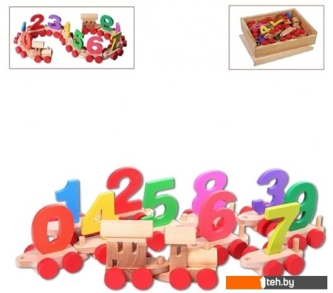  - Развивающие игрушки Paremo Деревянный паровозик с цифрами PE817-6 - Деревянный паровозик с цифрами PE817-6