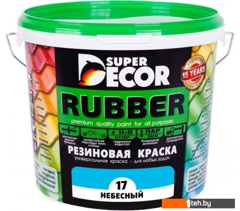  - Краски и эмали Super Decor Rubber 3 кг (№17 небесный) - Rubber 3 кг (№17 небесный)