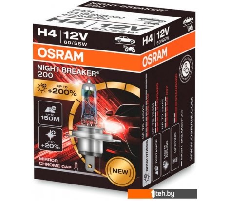  - Автомобильные лампы Osram Night Breaker 200 H4 64193NB200 (картонная коробка, 1 шт) - Night Breaker 200 H4 64193NB200 (картонная коробка, 1 шт)