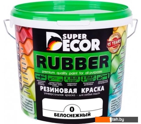 - Краски и эмали Super Decor Rubber 6 кг (№00 белоснежный) - Rubber 6 кг (№00 белоснежный)