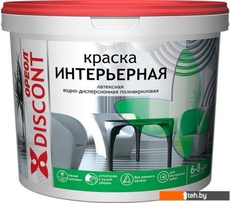  - Краски и эмали Ореол Дисконт интерьерная 13 кг (белый матовый) - Дисконт интерьерная 13 кг (белый матовый)