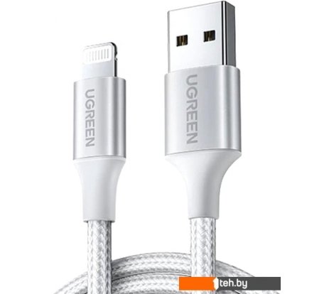  - Кабели, адаптеры, разветвители Ugreen US199 60161 USB Type-A - Lightning (1 м, белый/серебристый) - US199 60161 USB Type-A - Lightning (1 м, белый/серебристый)
