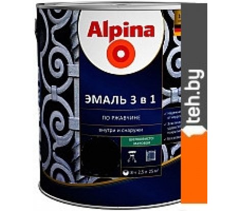  - Краски и эмали Alpina По ржавчине 3 в 1. База 1. 2.5 л (шелковисто-матовый прозрачный) - По ржавчине 3 в 1. База 1. 2.5 л (шелковисто-матовый прозрачный)