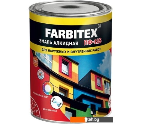  - Краски и эмали Farbitex ПФ-115 5 кг (красный) - ПФ-115 5 кг (красный)
