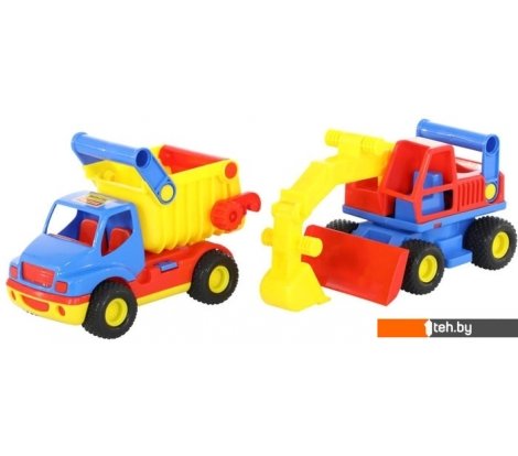  - Игрушечный транспорт Полесье КонсТрак автомобиль-самосвал + КонсТрак экскаватор колёсный 0452 - КонсТрак автомобиль-самосвал + КонсТрак экскаватор колёсный 0452