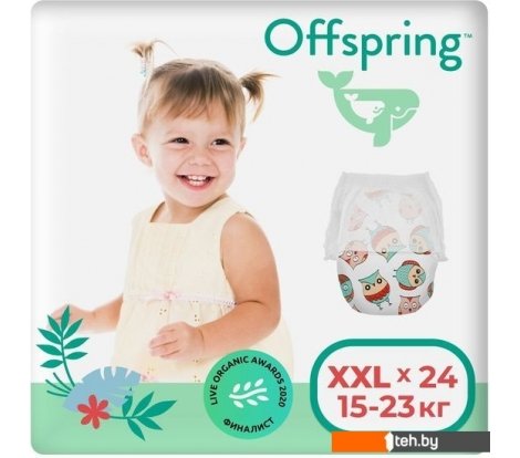  - Детские подгузники Offspring XXL 15-23кг Совы (24 шт) - XXL 15-23кг Совы (24 шт)