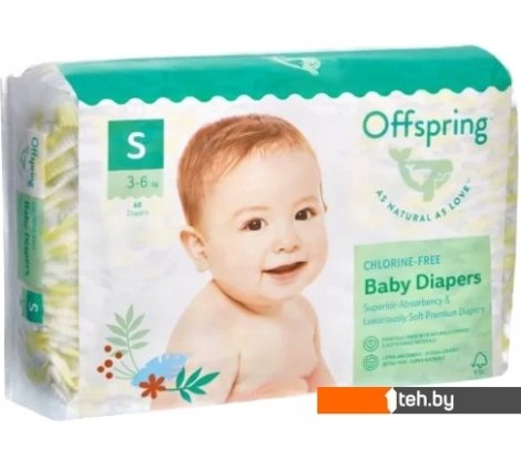  - Детские подгузники Offspring S 3-6 кг Лимоны (48 шт) - S 3-6 кг Лимоны (48 шт)