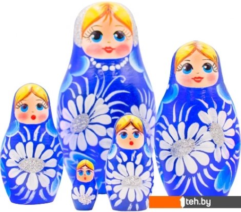  - Развивающие игрушки Брестская Фабрика Сувениров В синем наряде с ромашками (набор 5 шт) - В синем наряде с ромашками (набор 5 шт)