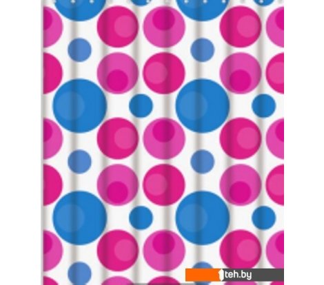  - Шторки и карнизы для ванн и поддонов Fashun A8802 (розовый/круги) - A8802 (розовый/круги)