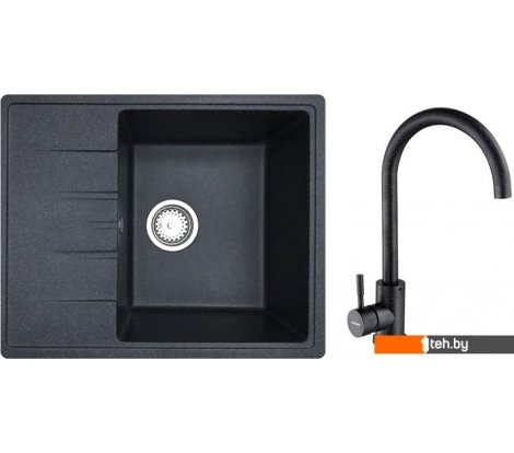  - Кухонные мойки БелЭворс Mila R + смеситель W4998-3-22 (черный) - Mila R + смеситель W4998-3-22 (черный)