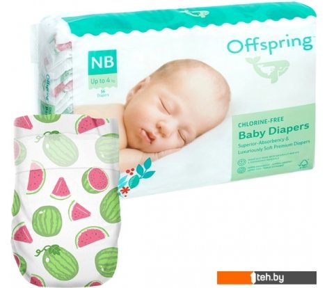  - Детские подгузники Offspring NB 2-4 кг Арбузы (56 шт) - NB 2-4 кг Арбузы (56 шт)