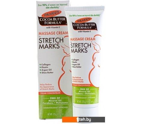  - Косметика по уходу за телом Palmers Массажый крем против растяжек с маслом Какао и Вит. Е 125 мл - Массажый крем против растяжек с маслом Какао и Вит. Е 125 мл