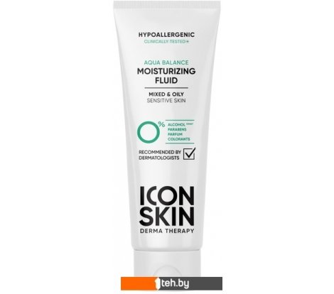  - Косметика по уходу за лицом Icon Skin Флюид Aqua Balance Увлажняющий гипоаллергенный для комбинированной и жирной кожи 75 мл - Флюид Aqua Balance Увлажняющий гипоаллергенный для комбинированной и жирной кожи 75 мл