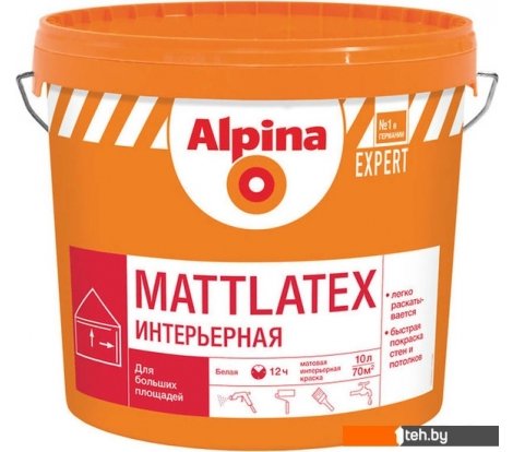 - Краски и эмали Alpina Expert Mattlatex (белый, 10 л) - Expert Mattlatex (белый, 10 л)