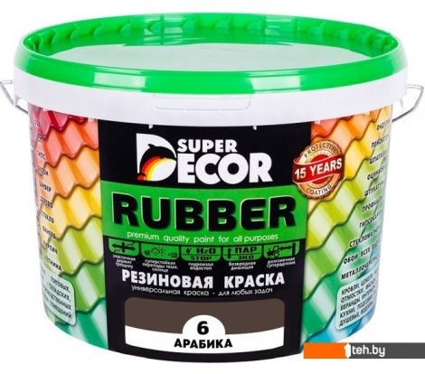 - Краски и эмали Super Decor Rubber 6 кг (№06 арабика) - Rubber 6 кг (№06 арабика)