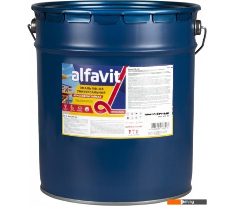- Краски и эмали Alfavit ПФ-115 20кг (черный) - ПФ-115 20кг (черный)