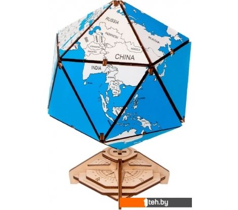  - Сборные модели Eco-Wood-Art Глобус-икосаэдр (синий) - Глобус-икосаэдр (синий)