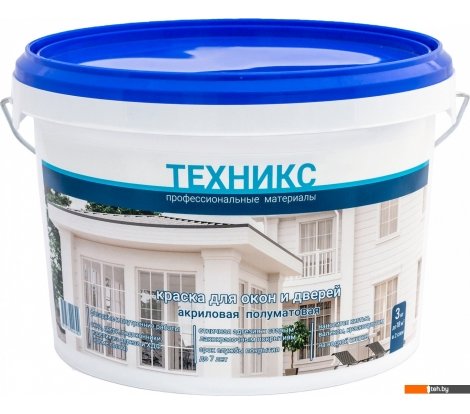  - Краски и эмали Техникс ВД-АК-1УМ Для окон и дверей 3 кг (белый полуматовый) - ВД-АК-1УМ Для окон и дверей 3 кг (белый полуматовый)