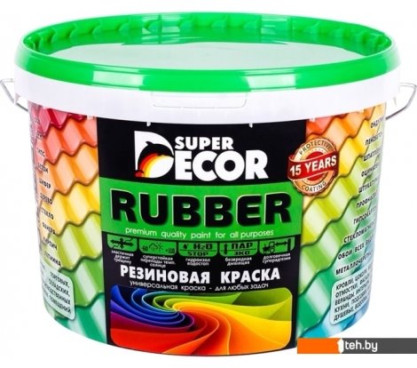  - Краски и эмали Super Decor Rubber 3 кг (№10 морская волна) - Rubber 3 кг (№10 морская волна)