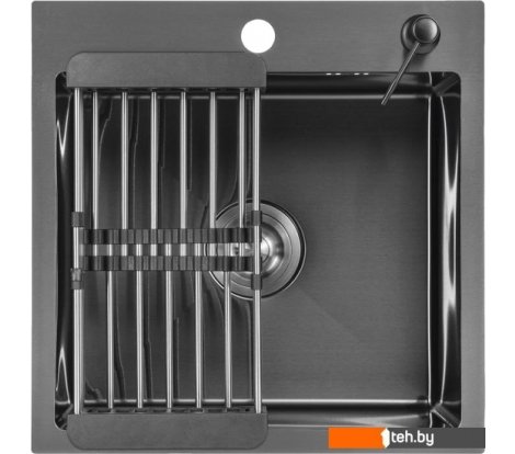 - Кухонные мойки Saniteco 4848 Nano (с сифоном, дозатором и коландером) - 4848 Nano (с сифоном, дозатором и коландером)
