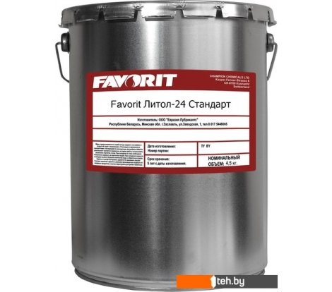  - Смазки, пасты и очистители для механических, электрических узлов Favorit Литол-24 Стандарт Metal 4.5кг - Литол-24 Стандарт Metal 4.5кг