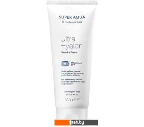  - Косметика по уходу за лицом Missha Очищающий крем Super Aqua Ultra Hyalron Cleansing Cream 200 мл - Очищающий крем Super Aqua Ultra Hyalron Cleansing Cream 200 мл