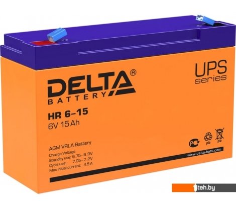  - Аккумуляторы для ИБП Delta HR 6-15 (6В/15 А·ч) - HR 6-15 (6В/15 А·ч)