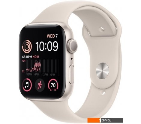  - Умные часы и браслеты Apple Watch SE 2 44 мм (алюминиевый корпус, звездный свет/звездный свет, спортивные силиконовые ремешки S/M + M/L) - Watch SE 2 44 мм (алюминиевый корпус, звездный свет/звездный свет, спортивные силиконовые ремешки S/M + M/L)