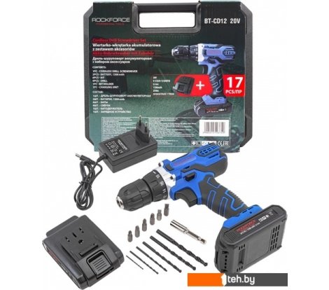 - Шуруповерты, гайковерты, электроотвертки RockForce RF-BT-CD12 20V (с 2-мя АКБ, кейс) - RF-BT-CD12 20V (с 2-мя АКБ, кейс)