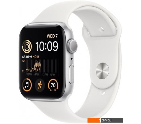  - Умные часы и браслеты Apple Watch SE 2 44 мм (алюминиевый корпус, серебристый/белый, спортивный силиконовый ремешок M/L) - Watch SE 2 44 мм (алюминиевый корпус, серебристый/белый, спортивный силиконовый ремешок M/L)