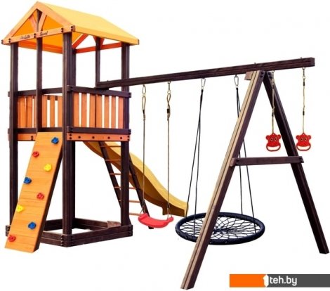  - Детские спортивные комплексы и игровые площадки Perfetto Sport Pitigliano-4 + качели Паутина - Pitigliano-4 + качели Паутина