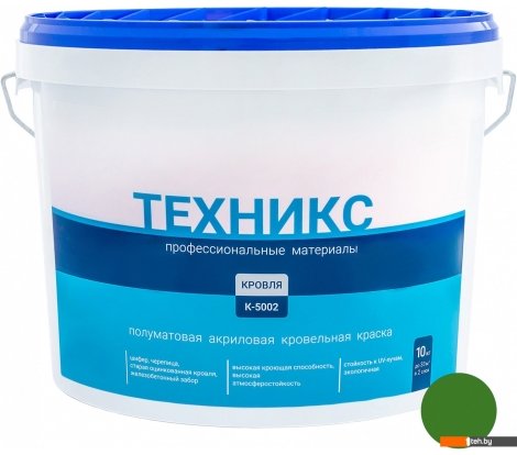 - Краски и эмали Техникс Для кровли К-5002 10 кг (зеленый) - Для кровли К-5002 10 кг (зеленый)