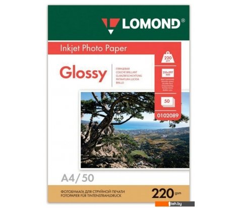  - Бумага и материалы для печати Lomond Глянцевая двусторонняя A4 220 г/м2 50 листов [0102089] - Глянцевая двусторонняя A4 220 г/м2 50 листов [0102089]