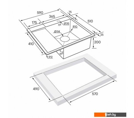  - Кухонные мойки Paulmark Kroner 59F PM225951-GML - Kroner 59F PM225951-GML