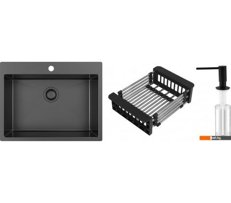  - Кухонные мойки Schtoff Best Premium Black 6050 + коландер KR-1 Black + дозатор SD-1 Black - Best Premium Black 6050 + коландер KR-1 Black + дозатор SD-1 Black