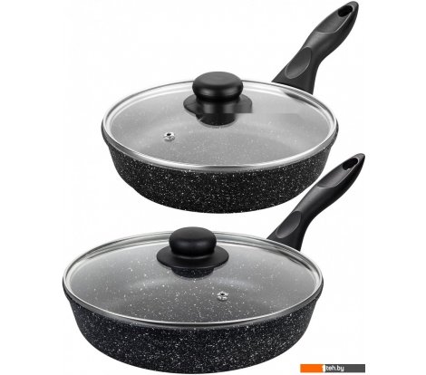  - Сковороды Elan Gallery Гармония вкуса 120219+2 (черный мрамор) - Гармония вкуса 120219+2 (черный мрамор)