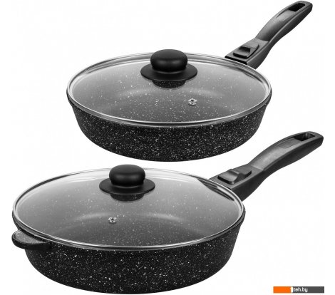 - Сковороды Elan Gallery Гармония вкуса 120134+2 (черный мрамор) - Гармония вкуса 120134+2 (черный мрамор)