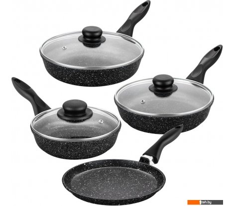 - Сковороды Elan Gallery Гармония вкуса 120112+4 (черный мрамор) - Гармония вкуса 120112+4 (черный мрамор)