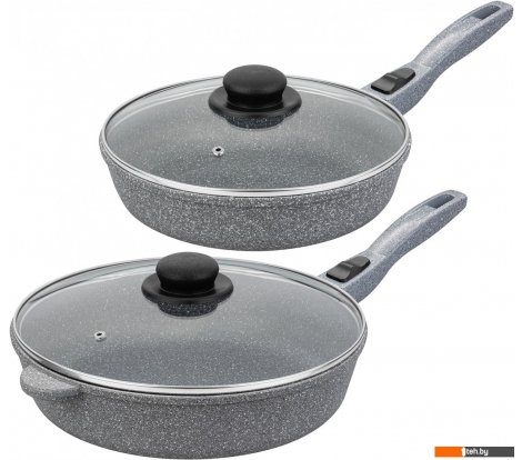 - Сковороды Elan Gallery Гармония вкуса +крышки 120591+2 (4пр, серый мрамор) - Гармония вкуса +крышки 120591+2 (4пр, серый мрамор)