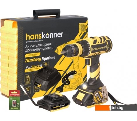 - Шуруповерты, гайковерты, электроотвертки Hanskonner HCD1865C (с 2-мя АКБ, кейс) - HCD1865C (с 2-мя АКБ, кейс)