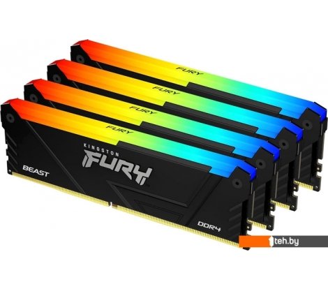  - Оперативная память Kingston FURY Beast RGB 4x8ГБ DDR4 3200 МГц KF432C16BB2AK4/32 - FURY Beast RGB 4x8ГБ DDR4 3200 МГц KF432C16BB2AK4/32