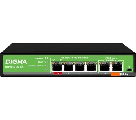  - Коммутаторы Digma DSP204G-2G-T80 - DSP204G-2G-T80