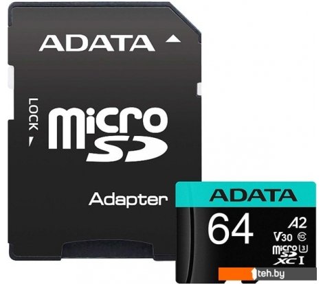  - Карты памяти ADATA Premier Pro AUSDX64GUI3V30SA2-RA1 microSDXC 64GB (с адаптером) - Premier Pro AUSDX64GUI3V30SA2-RA1 microSDXC 64GB (с адаптером)