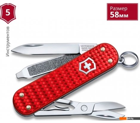 - Туристические ножи Victorinox Classic Precious Alox 0.6221.401G (красный) - Classic Precious Alox 0.6221.401G (красный)