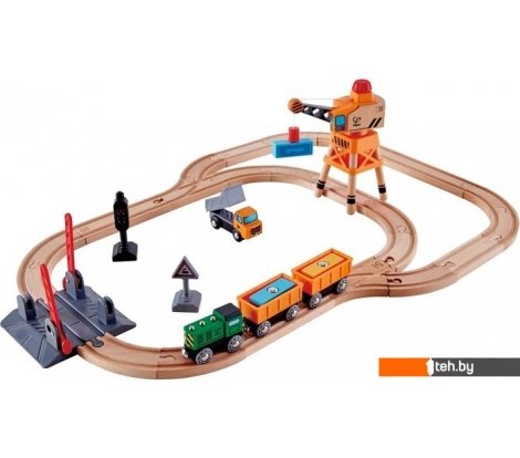  - Детские железные дороги Hape Набор с краном E3732 - Набор с краном E3732