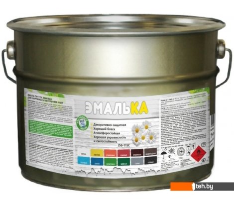- Краски и эмали Эмалька ПФ-115 С 10 л (салатовый) - ПФ-115 С 10 л (салатовый)